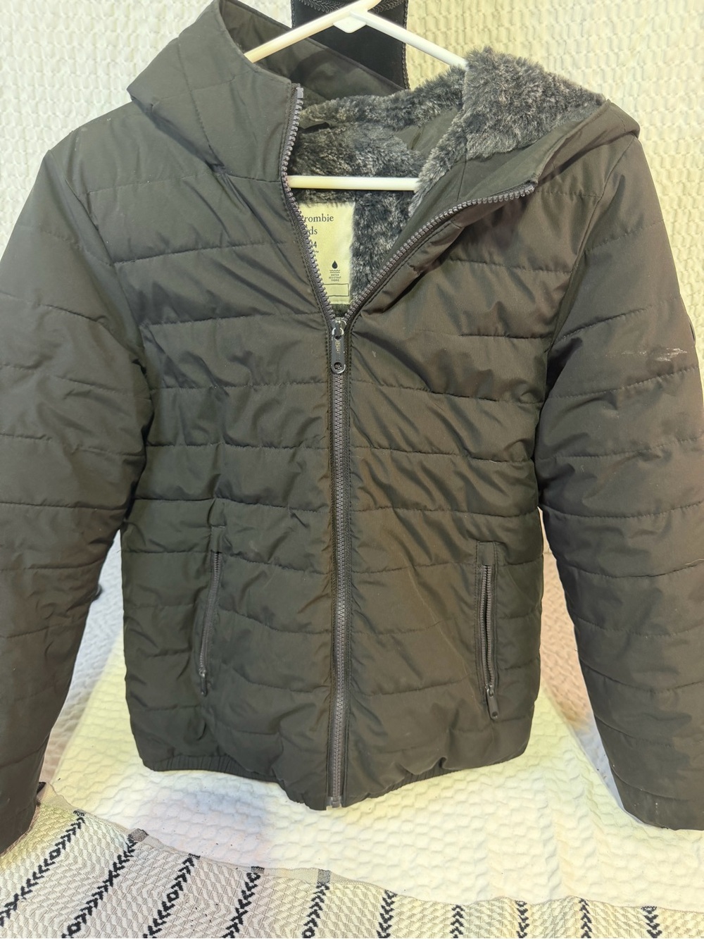 Abercrombie & Fitch Kids Quilted Hooded Puffer Jacket - Olive